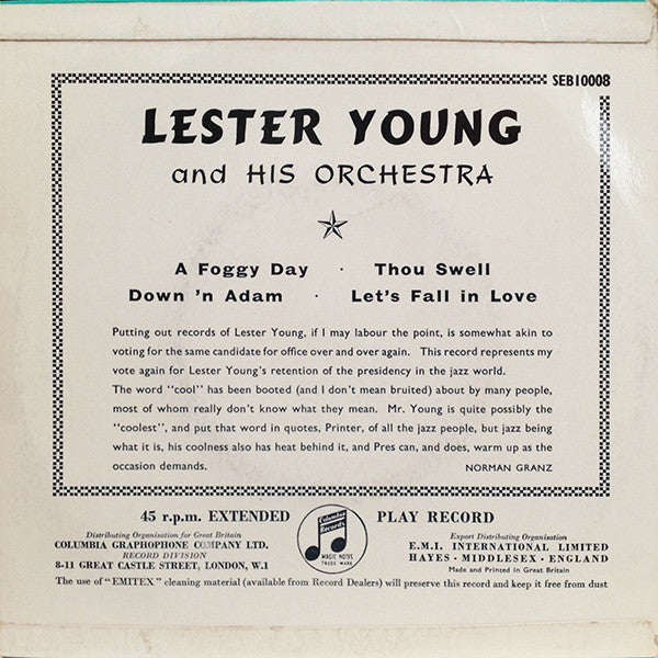Lester Young And His Orchestra : A Foggy Day (7", EP)