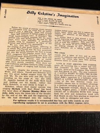 Billy Eckstine : Billy Eckstine's Imagination (7", EP)