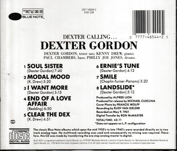 Dexter Gordon : Dexter Calling . . . (CD, Album, RE)
