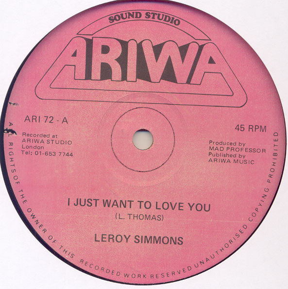 Leroy Simmonds : I Just Want To Love You (12")