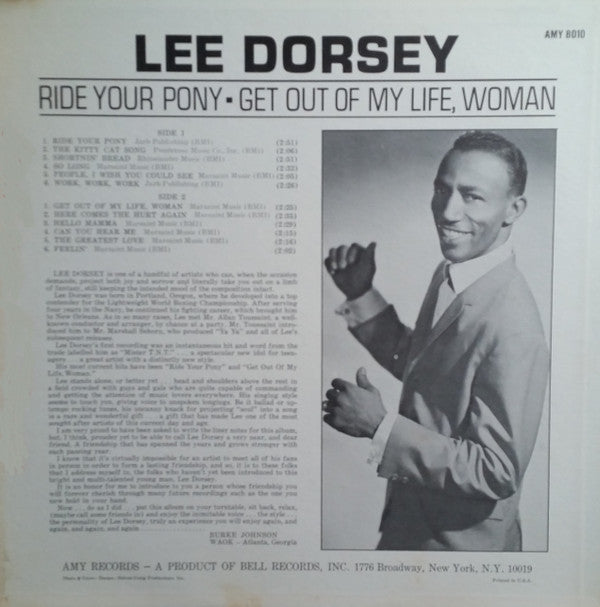 Lee Dorsey : Ride Your Pony - Get Out Of My Life Woman (LP, Album, Mono)