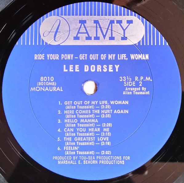 Lee Dorsey : Ride Your Pony - Get Out Of My Life Woman (LP, Album, Mono)