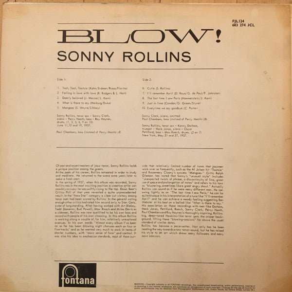 Sonny Rollins : Blow! (LP, Comp, Mono)