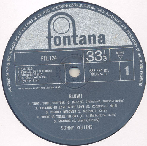 Sonny Rollins : Blow! (LP, Comp, Mono)