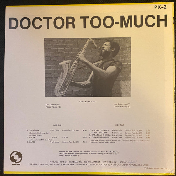 Frank Lowe : Doctor Too-Much (LP, Album)