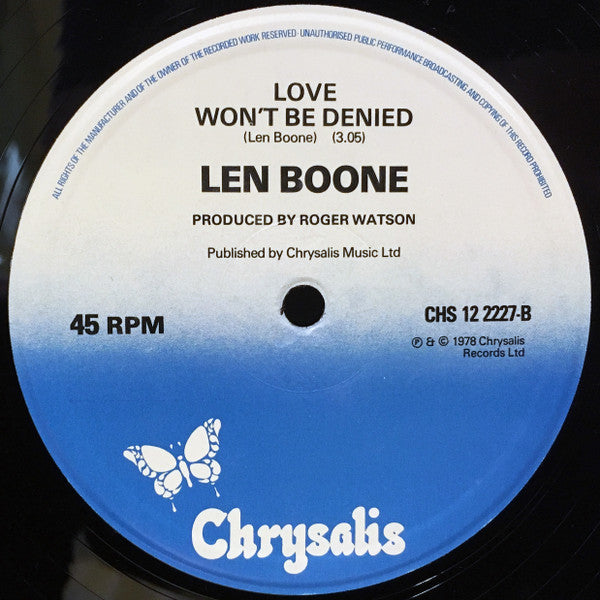 Len Boone : Love Won't Be Denied (12", Single)