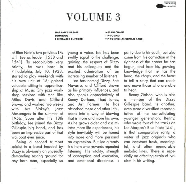 Lee Morgan : Volume 3 (CD, Album, RE, RM)