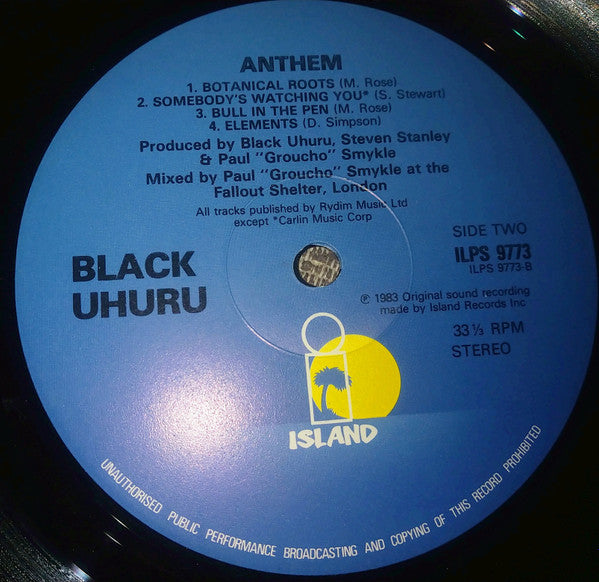 Black Uhuru : Anthem (LP, Album, RE)