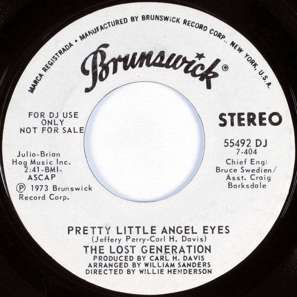 The Lost Generation : Pretty Little Angel Eyes / You Only Get Out Of Love (What You Put In) (7", Promo)