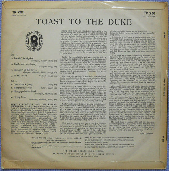 Duke Ellington : Toast To The Duke (LP, RE)