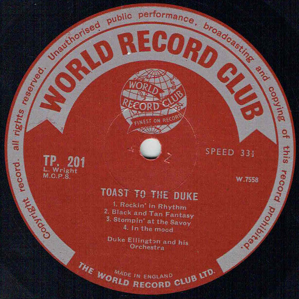 Duke Ellington : Toast To The Duke (LP, RE)