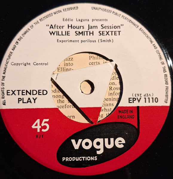 Willie Smith Sextet : After Hours (7", Single)