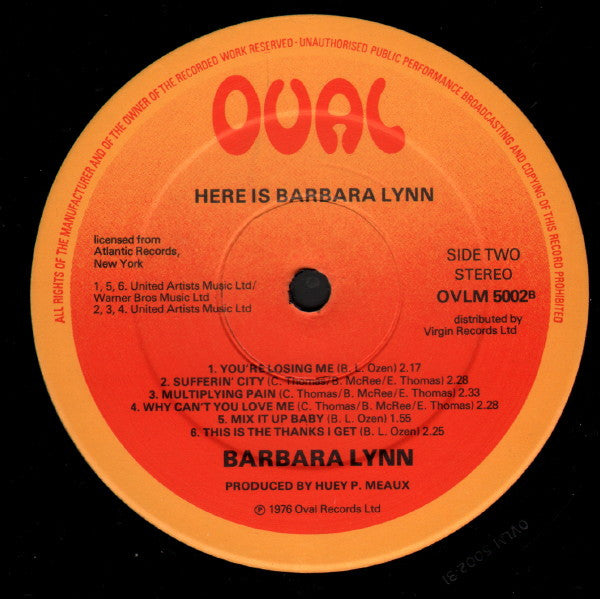 Barbara Lynn : Here Is (LP, Album)