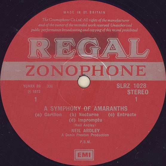 Neil Ardley : A Symphony Of Amaranths (LP, Album)