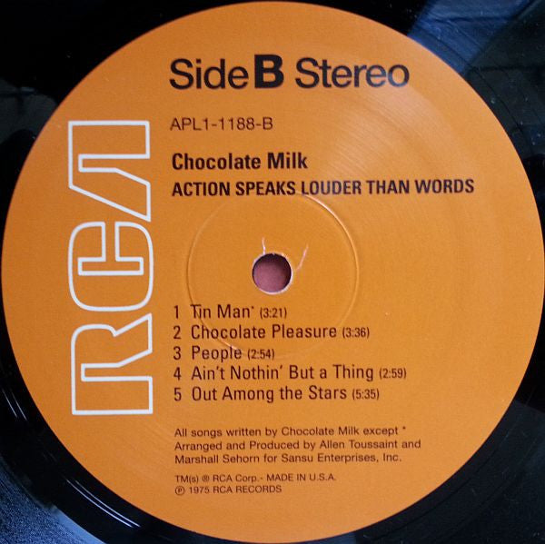 Chocolate Milk (2) : Action Speaks Louder Than Words (LP, Album, RE)
