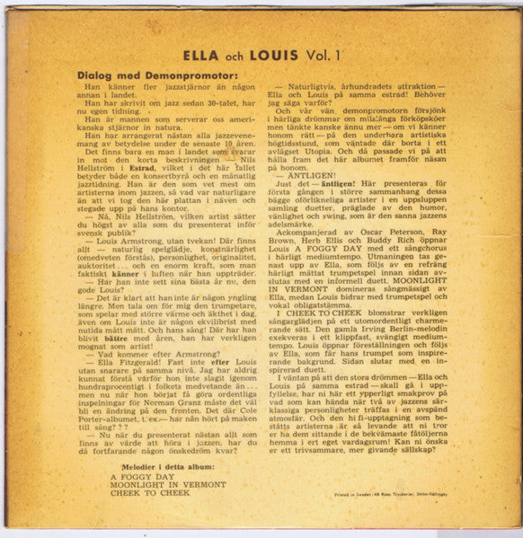 Ella Fitzgerald And Louis Armstrong : Ella Och Louis Vol. 1 (7", EP)
