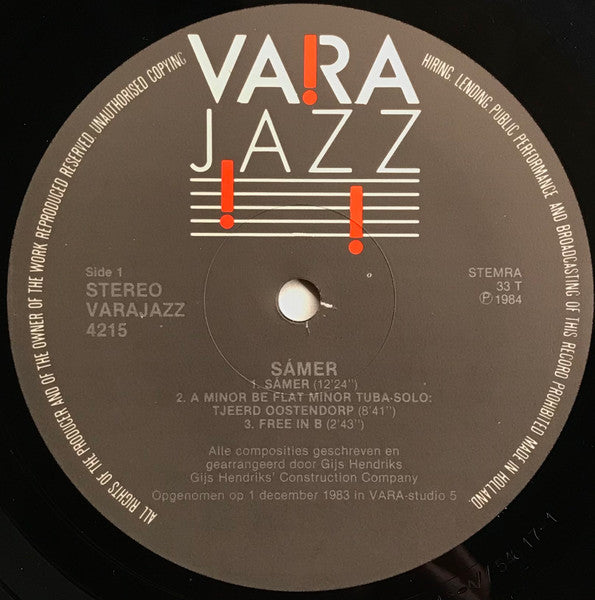 Gijs Hendriks Construction Company : Sámer (LP, Album)