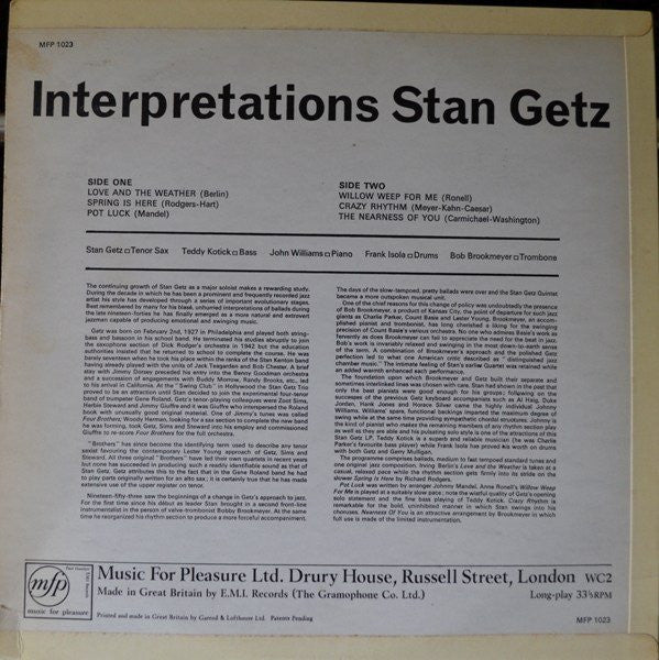 Stan Getz : Interpretations (LP, Album, RE)