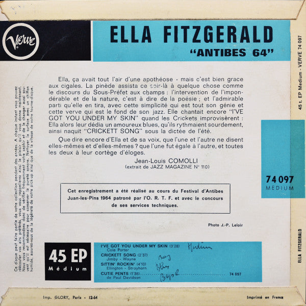 Ella Fitzgerald : Antibes 64 (7", EP, Mono)