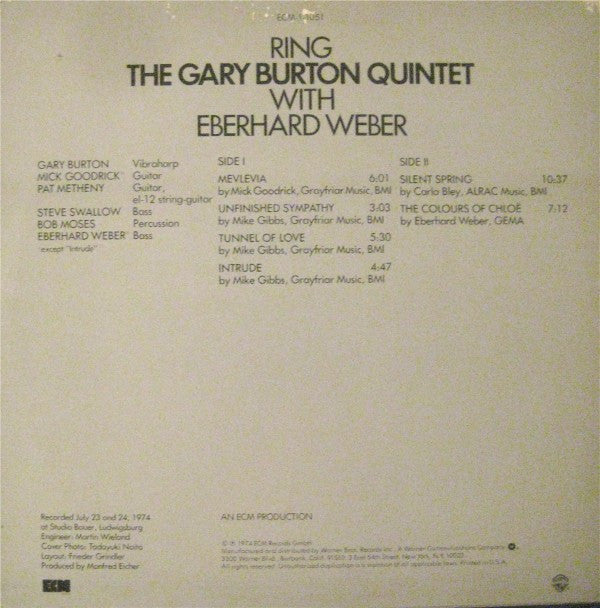 Gary Burton Quintet with Eberhard Weber : Ring (LP, Album)