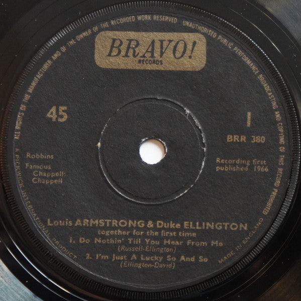Louis Armstrong And Duke Ellington : Recording Together For The First Time (7", EP)
