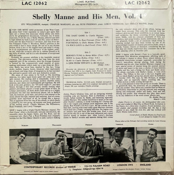 Shelly Manne & His Men : Contemporary Swinging Sounds Vol 4 (LP, Mono)