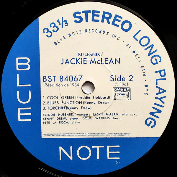 Jackie McLean : Bluesnik (LP, Album, RE)
