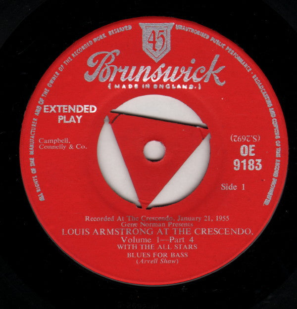 Louis Armstrong : Greg Norman Presents Louis Armstrong At The Crescendo Volume 1 Part 4 (7", EP)