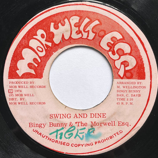 Bingy Bunny & The Morwells : Swing And Dine / Greenwich Road Skank (7", Pin)