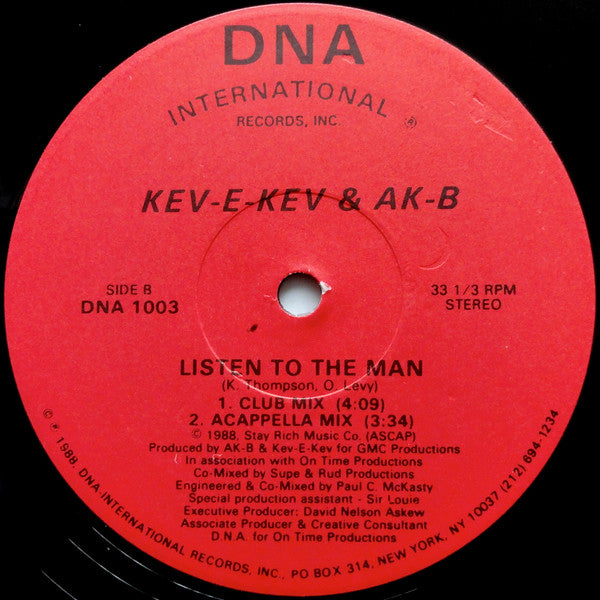 Kev-E-Kev* & AK-B : Listen To The Man (12")