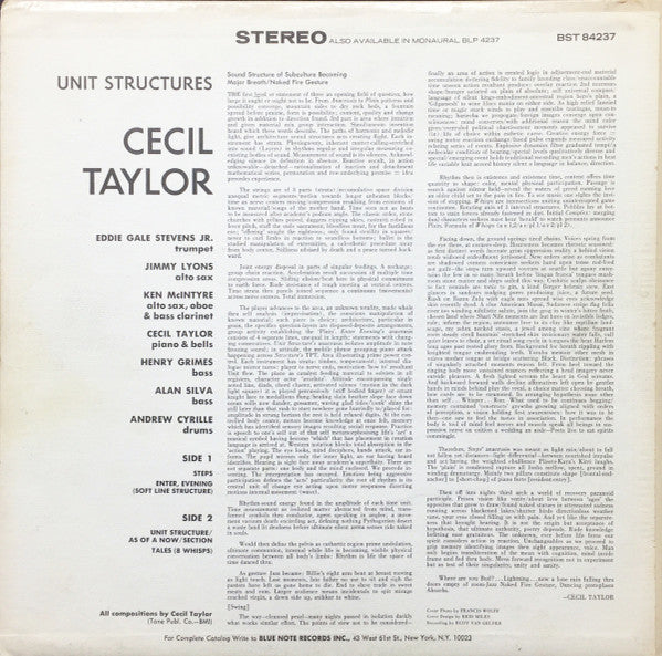 Cecil Taylor : Unit Structures (LP, Album, RE)