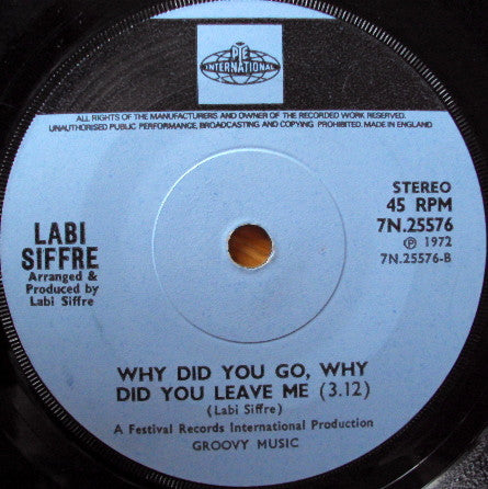 Labi Siffre : Crying, Laughing, Loving, Lying (7", Sol)