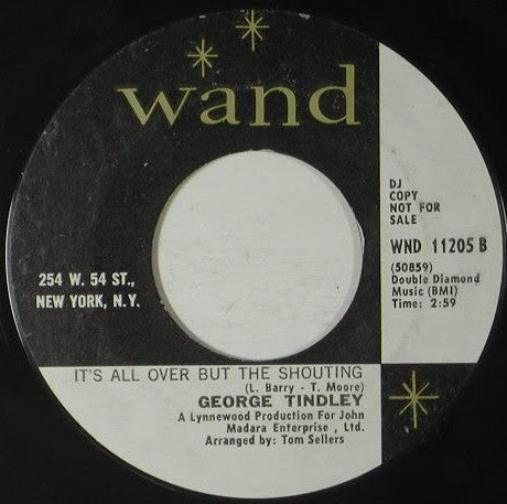 George Tindley : Ain't That Peculiar / It's All Over But The Shouting (7", Single, Promo)