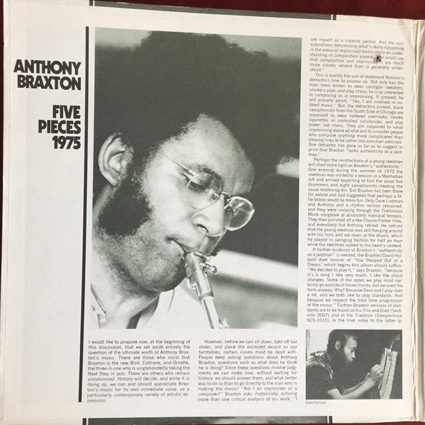 Anthony Braxton : Five Pieces 1975 (LP, Album, Promo)