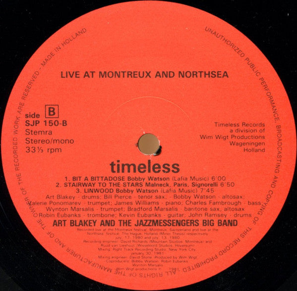 Art Blakey & The Jazzmessengers Big Band* : Live At Montreux And Northsea (LP, Album)