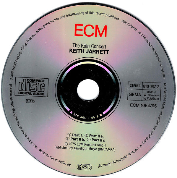 Keith Jarrett : The Köln Concert (CD, Album, RE)