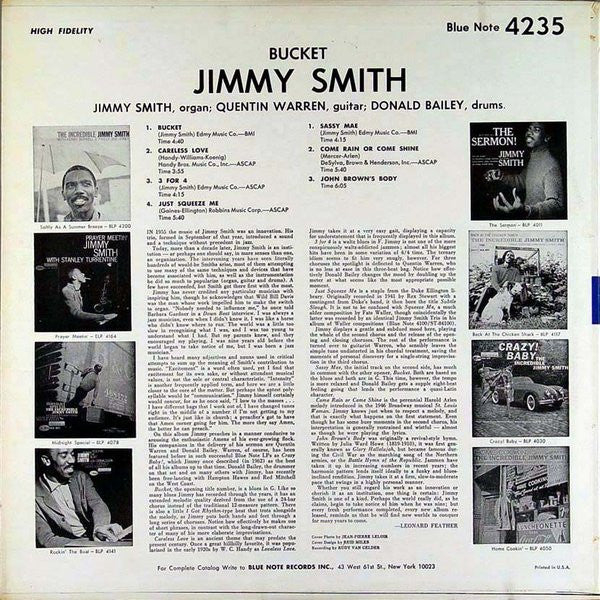 Jimmy Smith : Bucket (LP, Album, Mono)