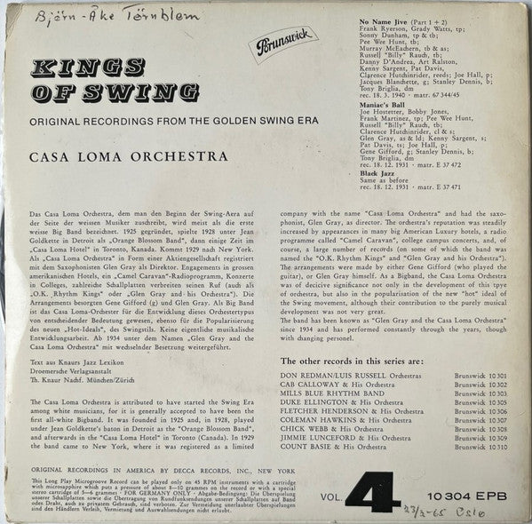 The Casa Loma Orchestra* : Kings Of Swing Vol. 4 (7", EP)