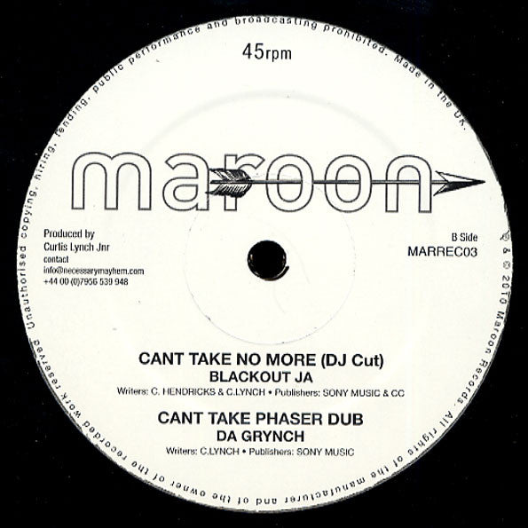 Brinsley Forde / Blackout Ja : Can't Take No More (12")