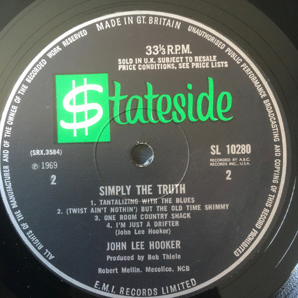 John Lee Hooker : Simply The Truth (LP, Album, Mono)
