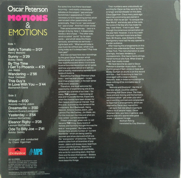 Oscar Peterson : Motions & Emotions (LP, Album)