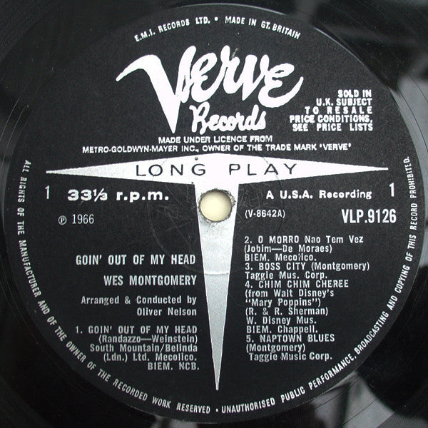 Wes Montgomery : Goin' Out Of My Head (LP, Album, Mono)
