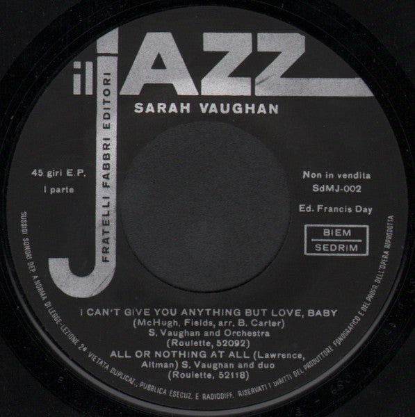 Sarah Vaughan : Sarah Vaughan (7", EP)