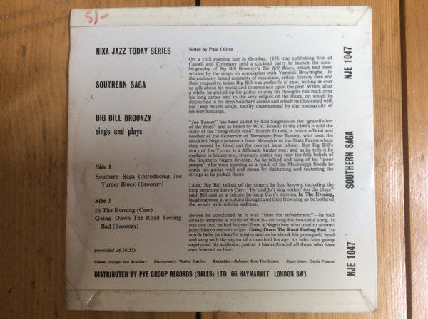 Big Bill Broonzy : Southern Saga (7", EP, Mono)