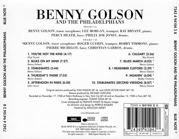 Benny Golson And The Philadelphians : Benny Golson And The Philadelphians (CD, Album, RE)