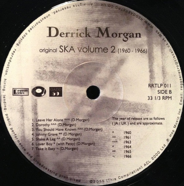 Derrick Morgan : Original Ska Volume 2 (1960-1966) (LP, Comp)