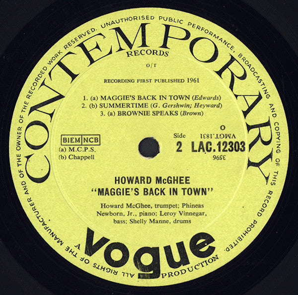 Howard McGhee : Maggie's Back In Town!! (LP, Mono)