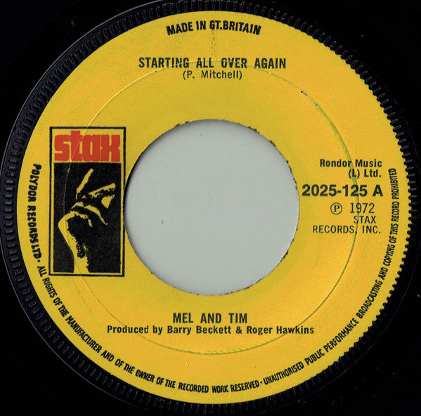 Mel & Tim : Starting All Over Again (7", Pap)