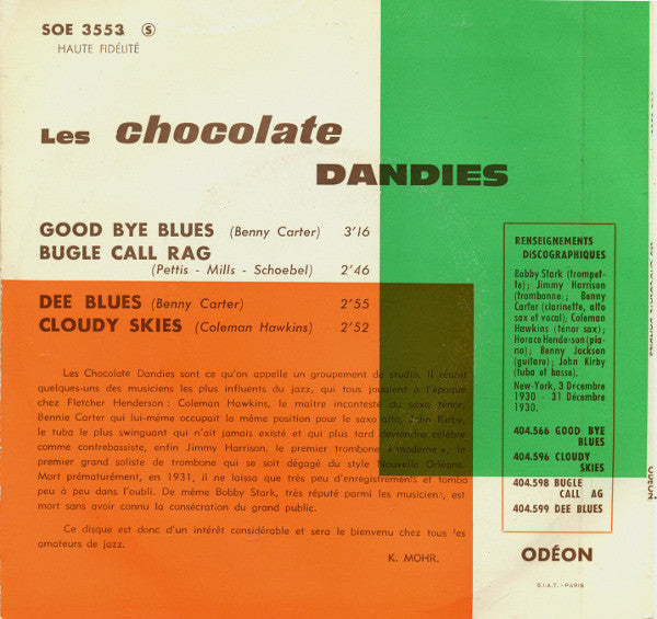 The Chocolate Dandies : Goodbye Blues / Bugle Call Rag / Dee Blues / Cloudy Skies (7", EP)