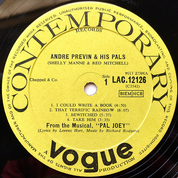 André Previn & His Pals : Modern Jazz Performances Of Songs From Pal Joey (LP, Album)